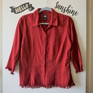 Dockers Red Fringe Pin Stripes Button Up Shirt M